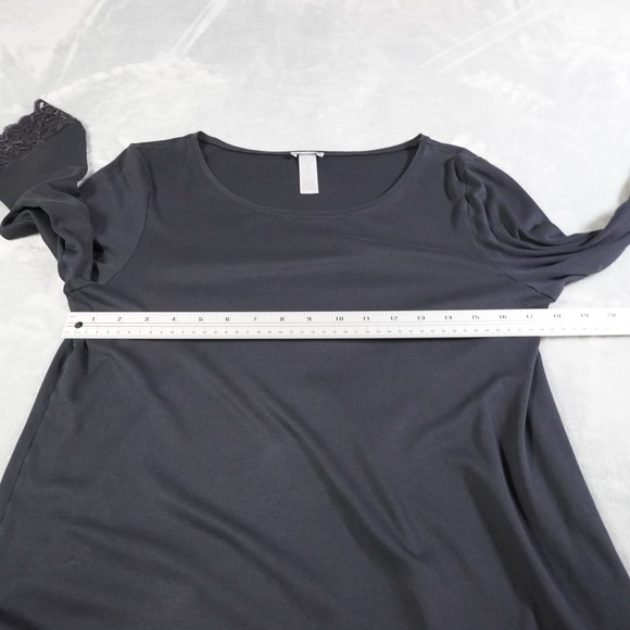 Hanro of Switzerland Womens Shirt Sz Small Black Lace Cotton Luxury Loungewear - Picture 9 of 15